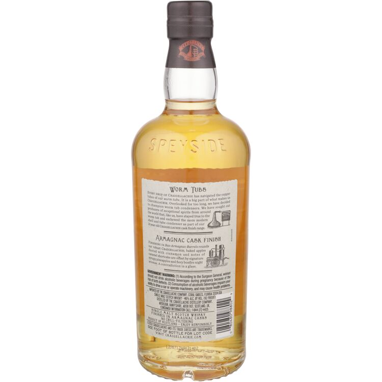 Craigellachie Single Malt Scotch Whiskey Bas-Armagnac Barrels 13 Yr 92 - 750ML - Back