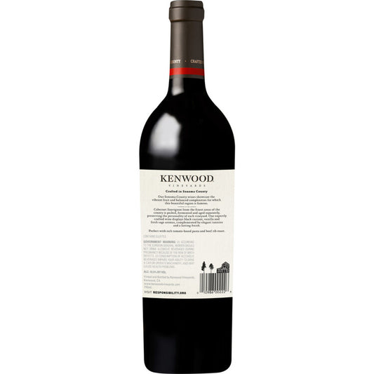 Kenwood Cabernet Sauvignon Sonoma & Mendocino Counties California - 750ML - Back