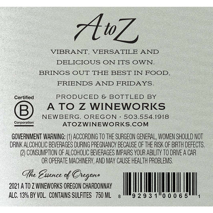 A To Z Wineworks Chardonnay Oregon - 750ML