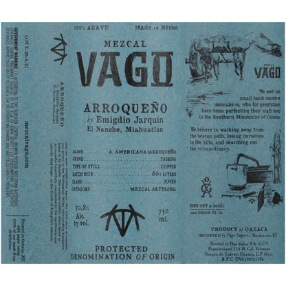 Vago Mezcal Arroqueno By Emigdio Jarquiin 101.2 - 750ML - Front Label