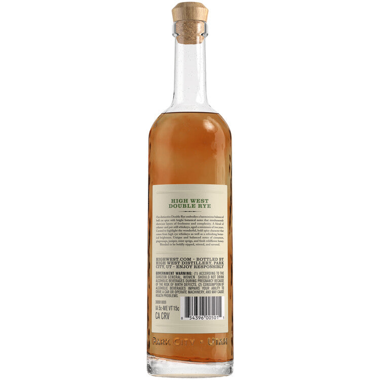 High West Rye Whiskey Double Rye! 92 - 375ML - Back