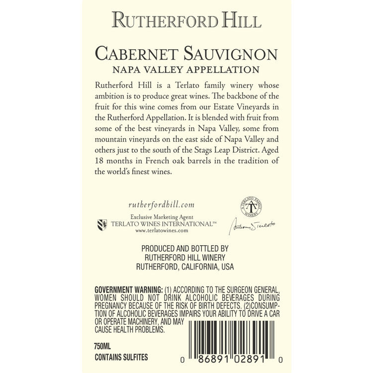 Rutherford Hill Cabernet Sauvignon Ajt Collection Rutherford 2021 - 1.5L - Back Label