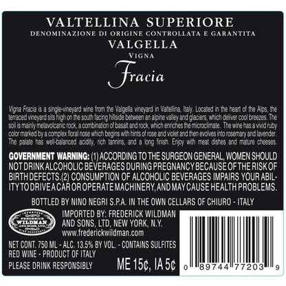 Nino Negri Valtellina Superiore Vigneto Fracia 2019 - 750ML - Back Label