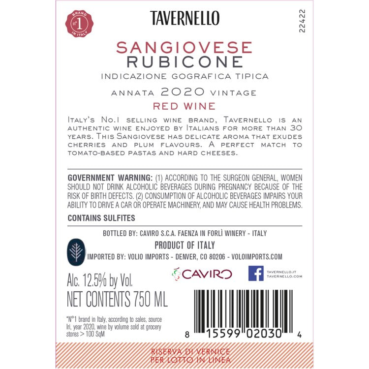 Tavernello Sangiovese Di Romagna - 750ML