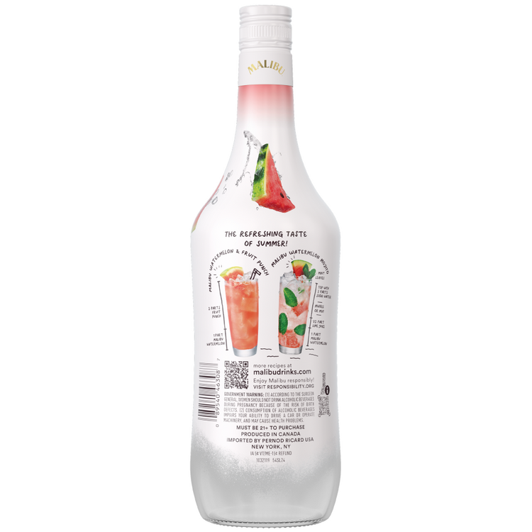 Malibu Watermelon Flavored Rum 42 - 750ML - Back
