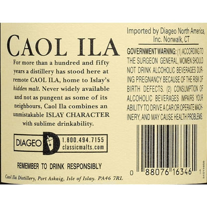 Caol Ila Single Malt Scotch 12 Yr 86 - 750ML - Back Label