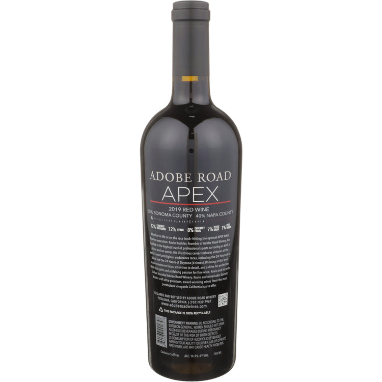 Adobe Road Red Wine Apex Sonoma County 2019 - 750ML - Back