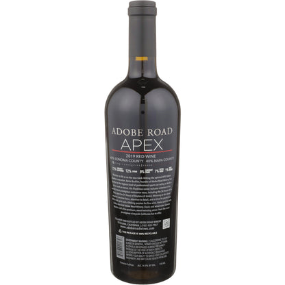 Adobe Road Red Wine Apex Sonoma County 2019 - 750ML - Back