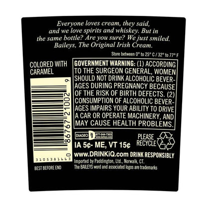 Baileys Irish Cream Liqueur The Original 34 - 1.75L - Back Label