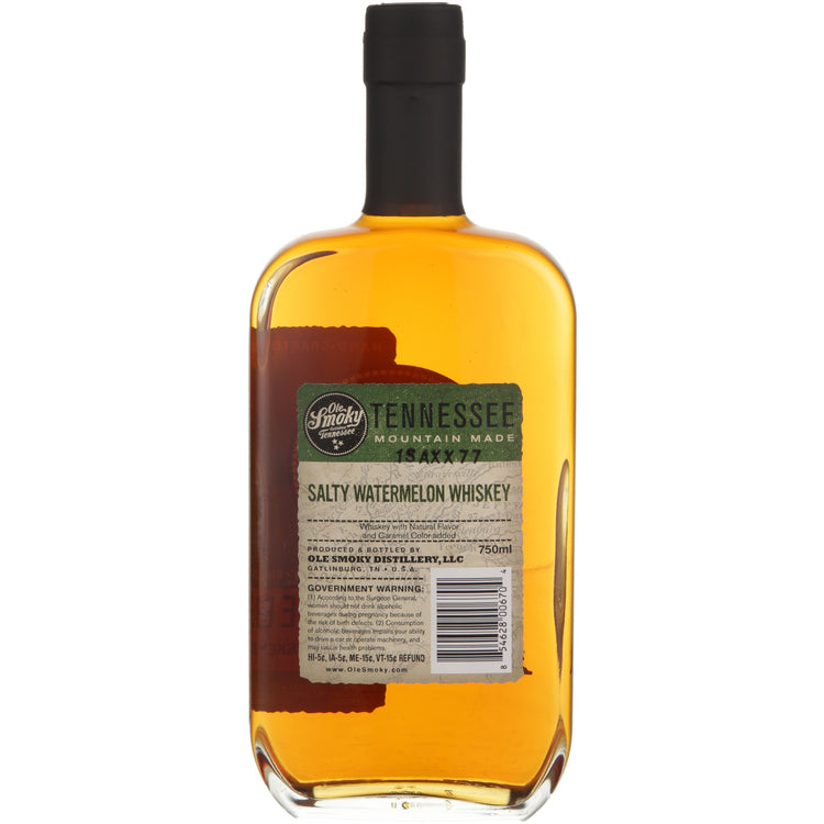 Ole Smoky Salty Watermelon Flavored Whiskey Mountain Made 60 - 750ML - Back