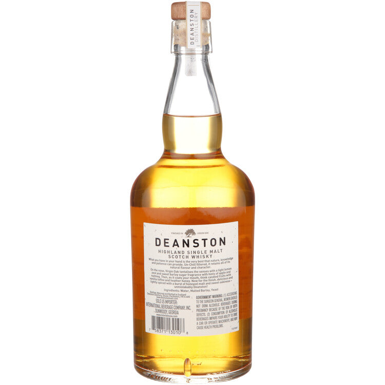 Deanston Single Malt Scotch Finished In Virgin Oak 92.6 W/ Whiskey Sto - 750ML - Back