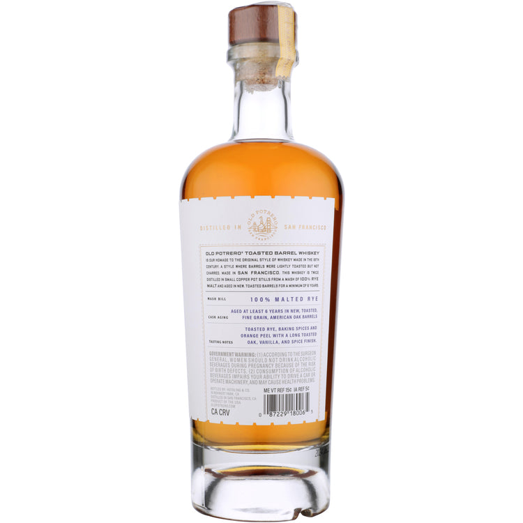 Old Potrero Rye Whiskey Toasted Barrel 6 Yr 102.4 - 700ML - Back