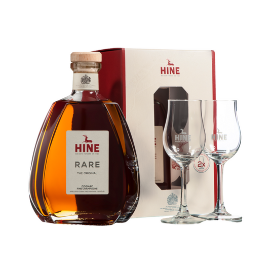 Hine Fine Champagne Cognac Vsop Rare The Original 80 W/ 2 Rocks Glasse - 750ML - Front