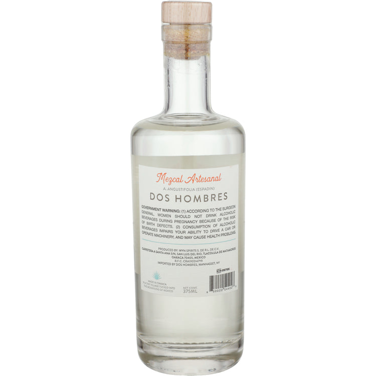 Dos Hombres Mezcal Artesanal Joven Espadin 84 - 375ML - Back