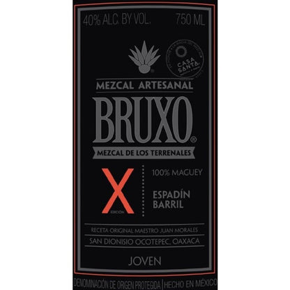 Bruxo Mezcal Artesanal Joven Edicion X Espadin Barril 80 - 750ML