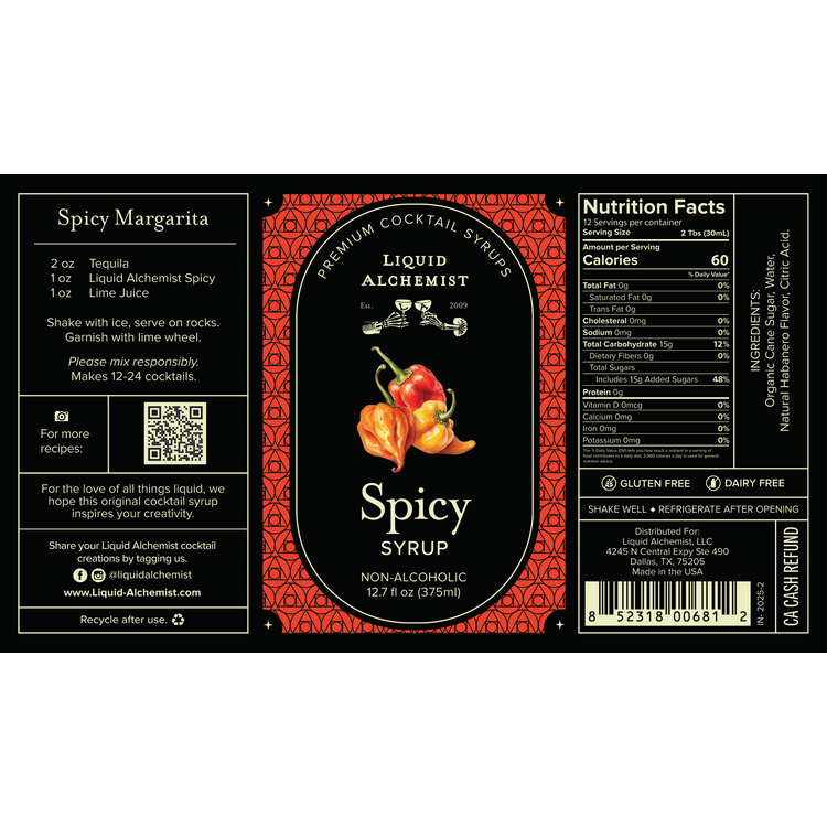 Liquid Alchemist Spicy Syrup - 375ML - Front Label
