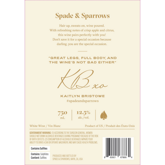 Spade & Sparrows Pinot Grigio California - 750ML - Back Label