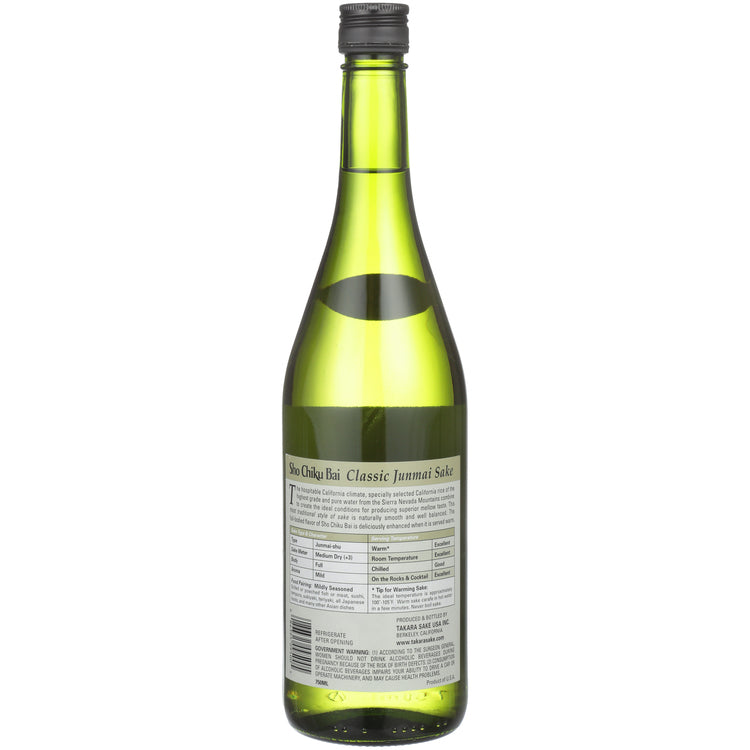 Sho Chiku Bai Junmai Sake - 750ML - Back