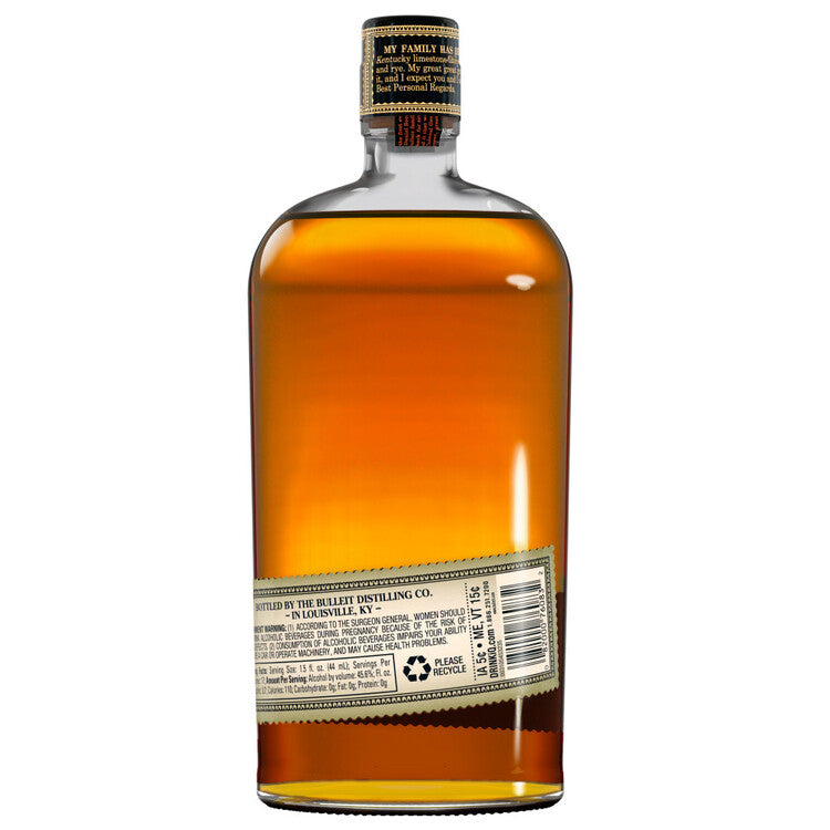 Bulleit Straight Bourbon Frontier Whiskey 10 Yr 91.2 - 750ML - Back