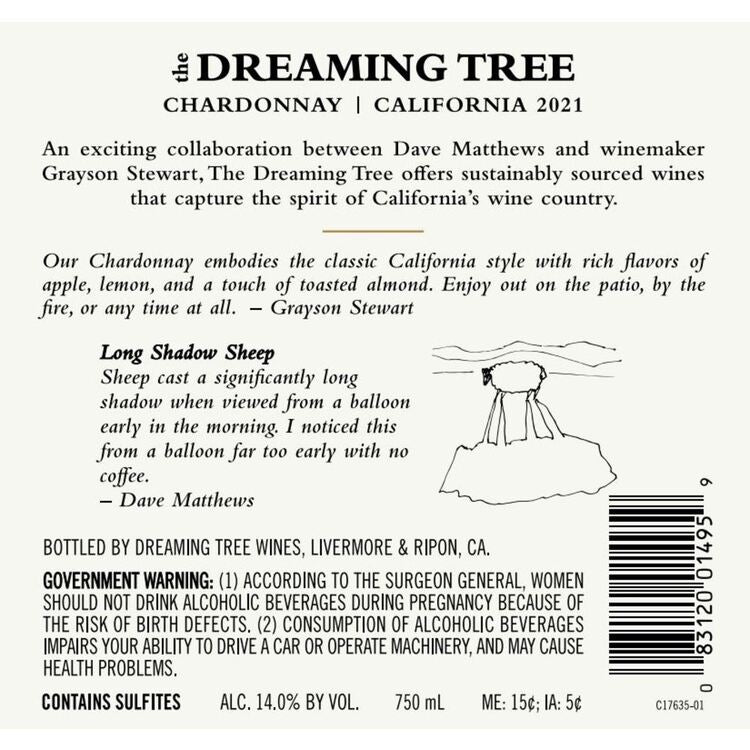 The Dreaming Tree Chardonnay California - 750ML - Back