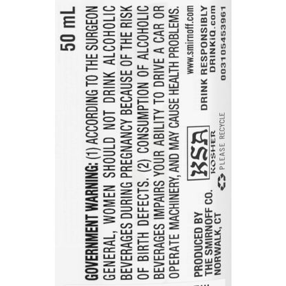 Smirnoff Apple Flavored Vodka Green Apple 60 - 50ML - Back Label