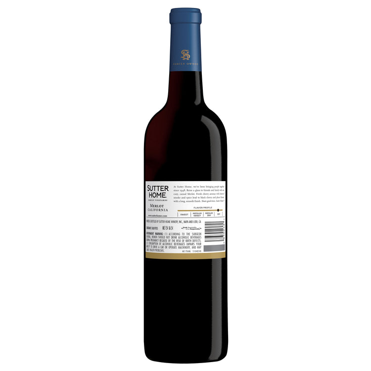 Sutter Home Merlot California - 750ML - Back