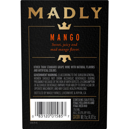 Madly Mango Flavored Wine - 750ML - Back Label