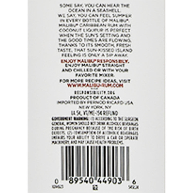 Malibu Coconut Flavored Rum Original 42 - 375ML