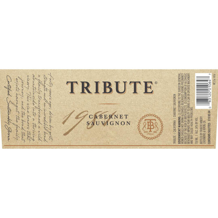 Tribute Cabernet Sauvignon California - 750ML - Back Label