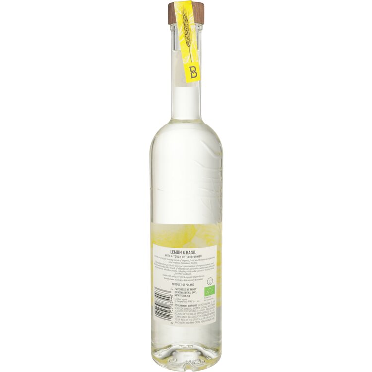 Belvedere Organic Infusions Lemon & Basil Flavored Vodka 80 - 750ML