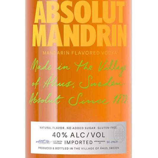 Absolut Orange Flavored Vodka Mandrin 80 - 1.0L - Front Label