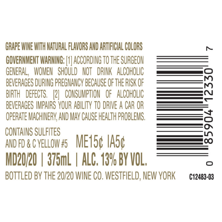 Md 20/20 Peaches & Cream Flavored Wine - 375ML - Back Label