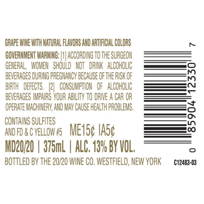 Md 20/20 Peaches & Cream Flavored Wine - 375ML - Back Label