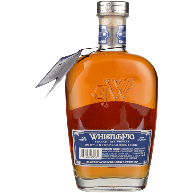 Whistlepig Straight Rye Whiskey Finished In Vermont Estate Oak 15 Yr 9 - 750ML