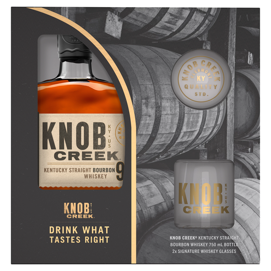 Knob Creek Straight Bourbon 100 W/ 2 Rock Glasses - 750ML - Front