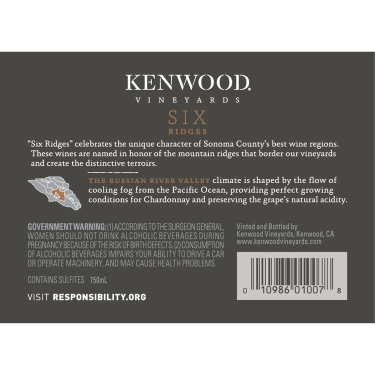 Kenwood Chardonnay Six Ridges Russian River Valley 2020 - 750ML