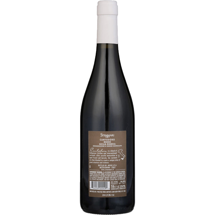 Stemmari Sicilia Rosso Riserva Cantodoro - 750ML - Back