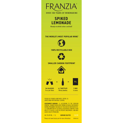 Franzia Spiked Lemonade Wine Based Cocktail - 5.0L - Back