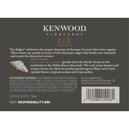 Kenwood Sauvignon Blanc Six Ridges Sonoma Coast - 750ML