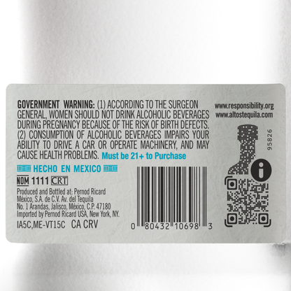 Olmeca Altos Tequila Plata 80 - 1.0L - Back Label