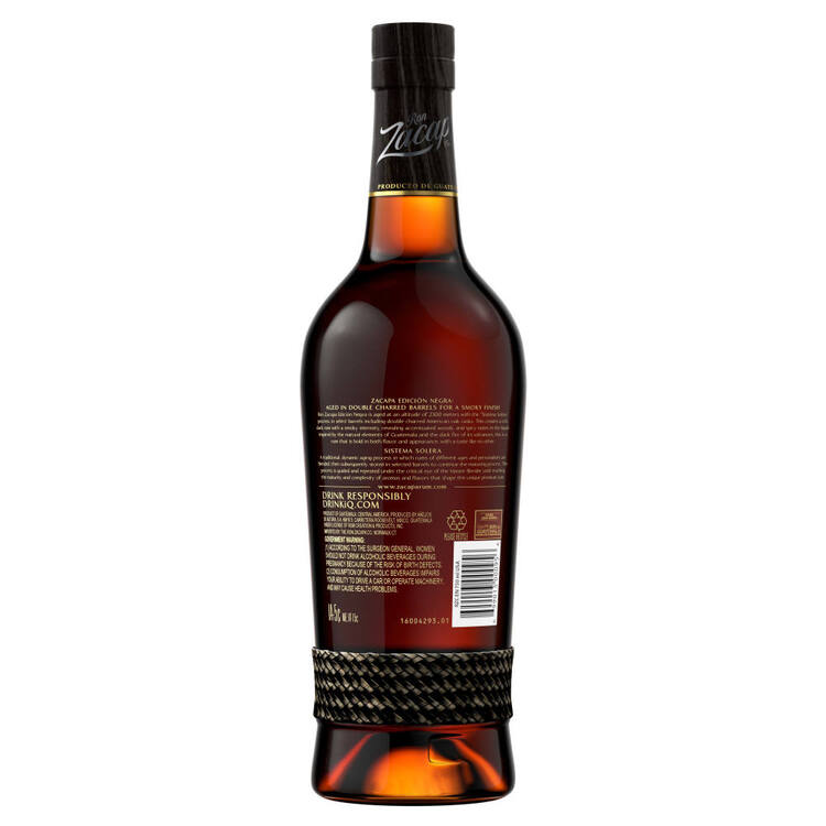 Ron Zacapa Aged Rum Centenario Edicion Negra Solera Gran Reserva 86 - 750ML - Back