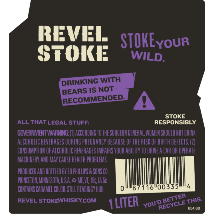 Revel Stoke Blackberry Flavored Whiskey Crackberry 70 - 1.0L - Back Label
