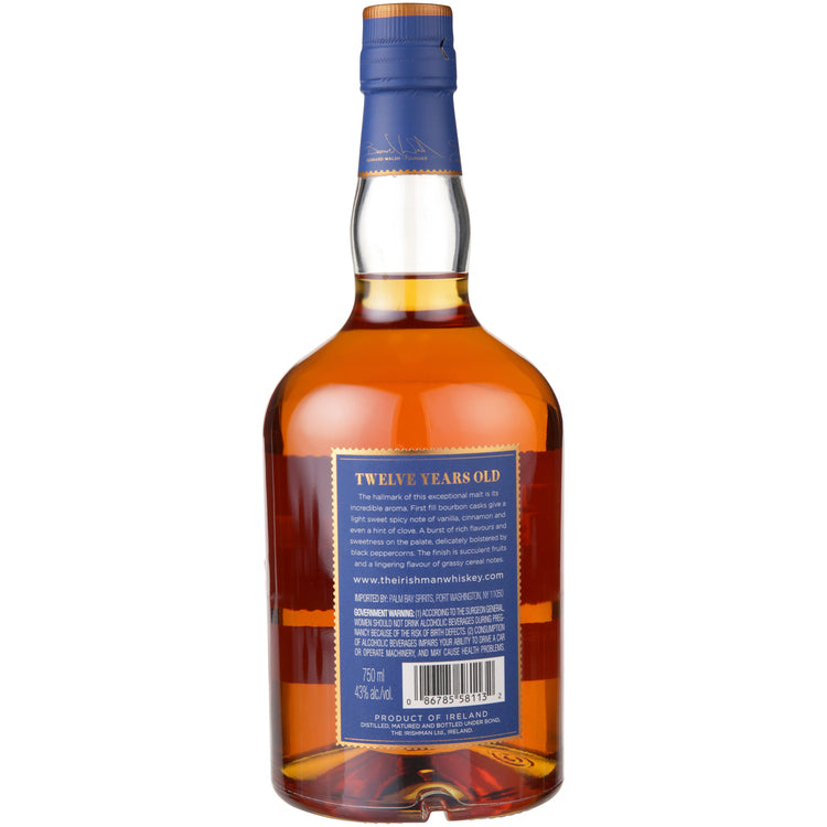 The Irishman Single Malt Irish Whiskey Limited Release 12 Yr 86 - 750ML - Back