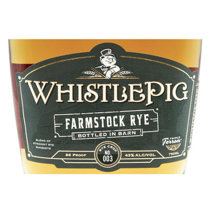 Whistlepig Straight Rye Whiskey Farmstock Rye Rye Crop No. 003 86 - 750ML - Front Label