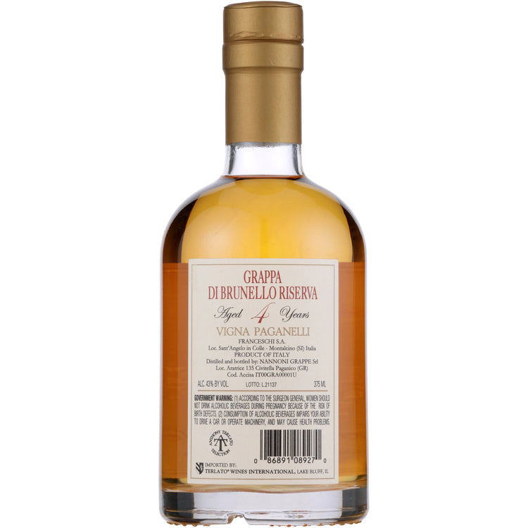 Il Poggione Grappa Brunello Di Montalcino Riserva 4 Yr 86 - 375ML - Back