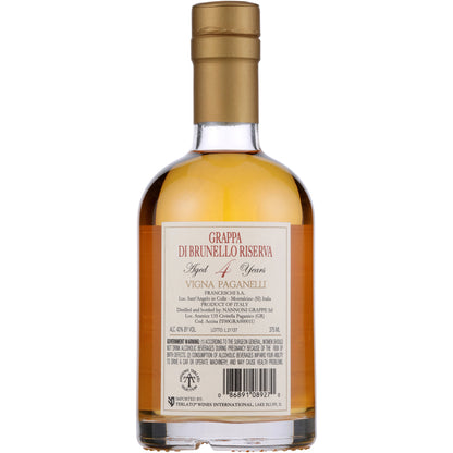 Il Poggione Grappa Brunello Di Montalcino Riserva 4 Yr 86 - 375ML - Back