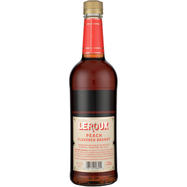 Leroux Peach Flavored Brandy 70 - 750ML - Back