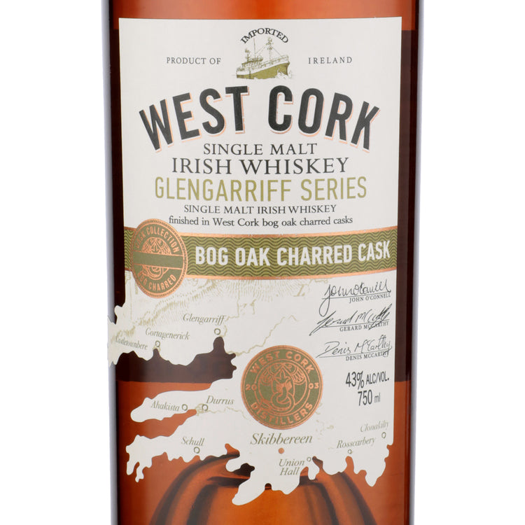 West Cork Single Malt Irish Whiskey Glengarriff Series Bog Oak Charred - 750ML - Front Label