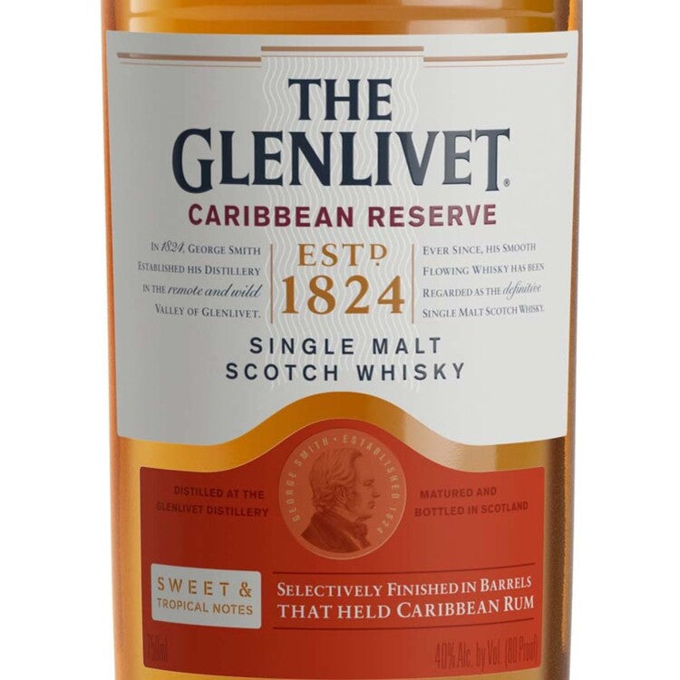 The Glenlivet Single Malt Scotch Caribbean Reserve 80 - 750ML - Front Label