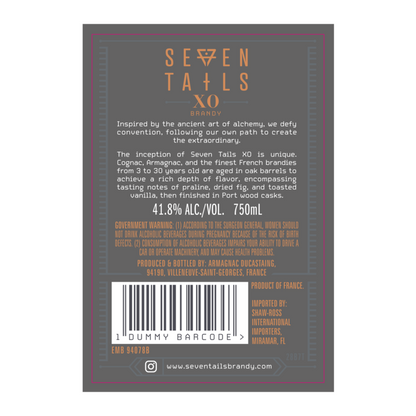 Seven Tails Brandy Xo Port Cask Finish 84 - 50ML - Back Label